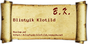 Blistyik Klotild névjegykártya